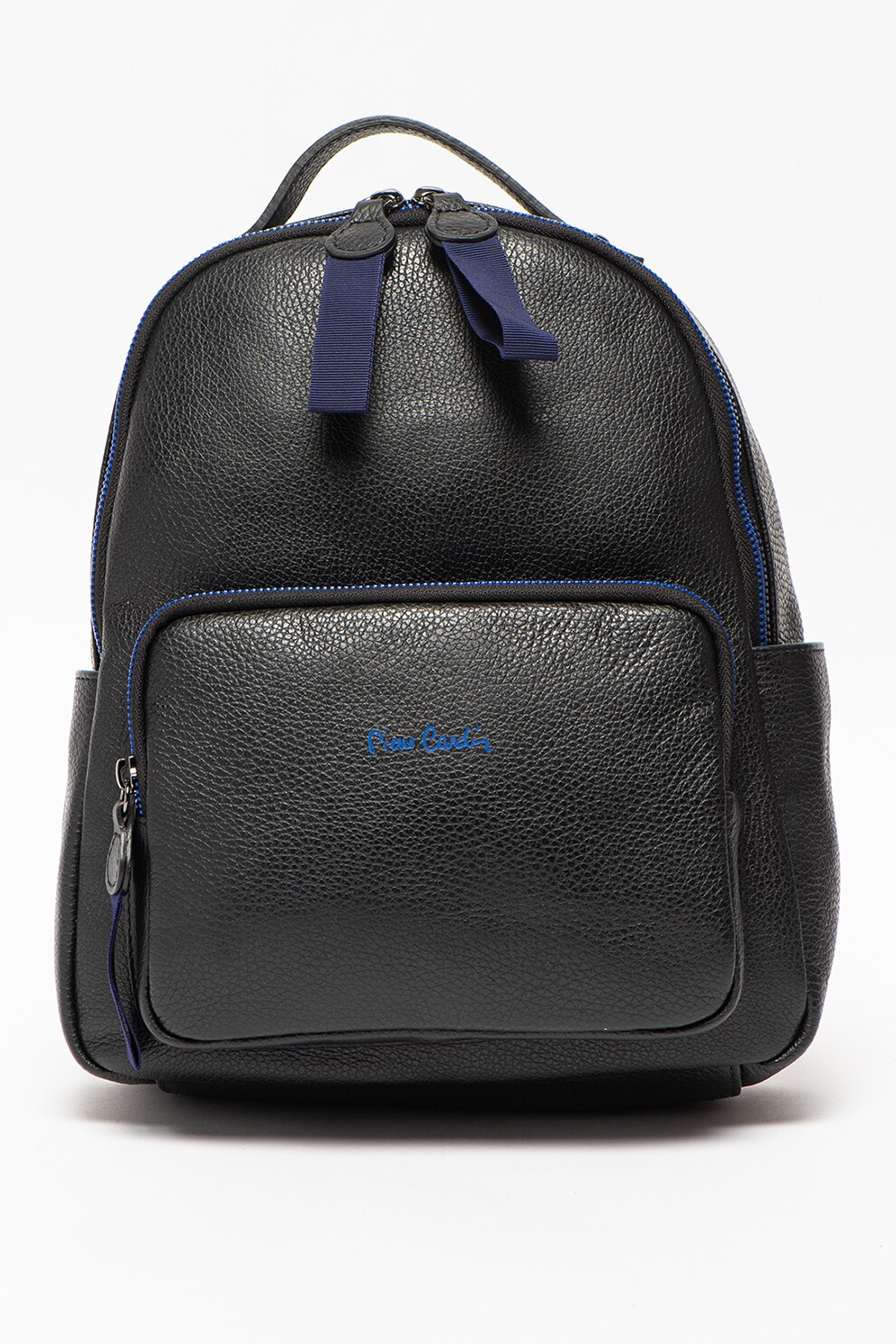 Pierre Cardin, Rucsac de piele cu buzunar cu fermoar, Negru/Print