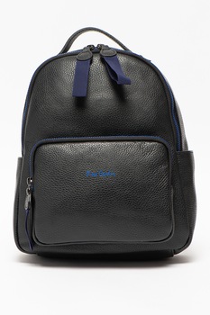 Pierre Cardin, Rucsac de piele cu buzunar cu fermoar, Negru/Print Pierre Cardin, Rucsac de piele cu buzunar cu fermoar, Negru/Print