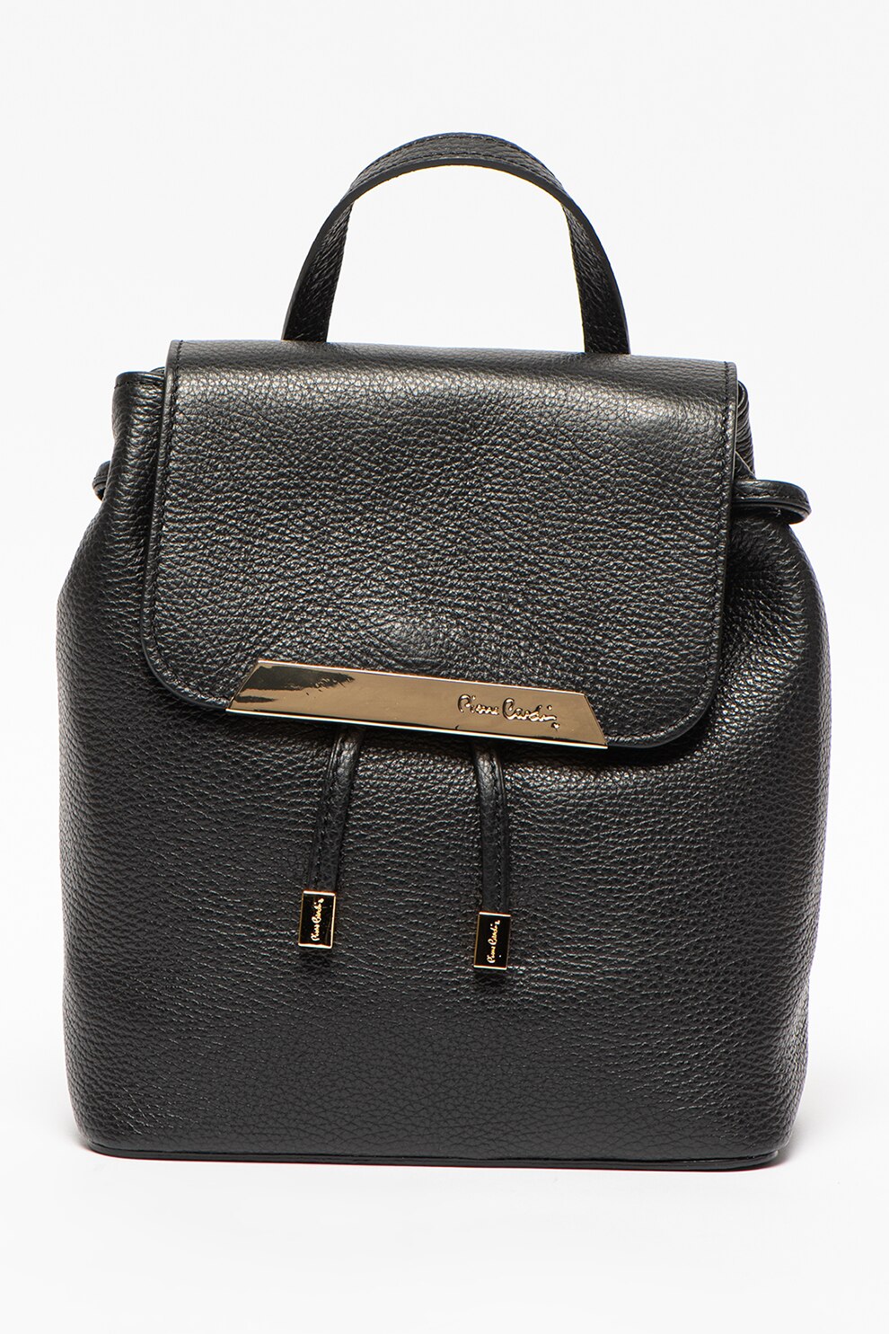 Pierre Cardin, Rucsac de piele cu detaliu logo, Negru