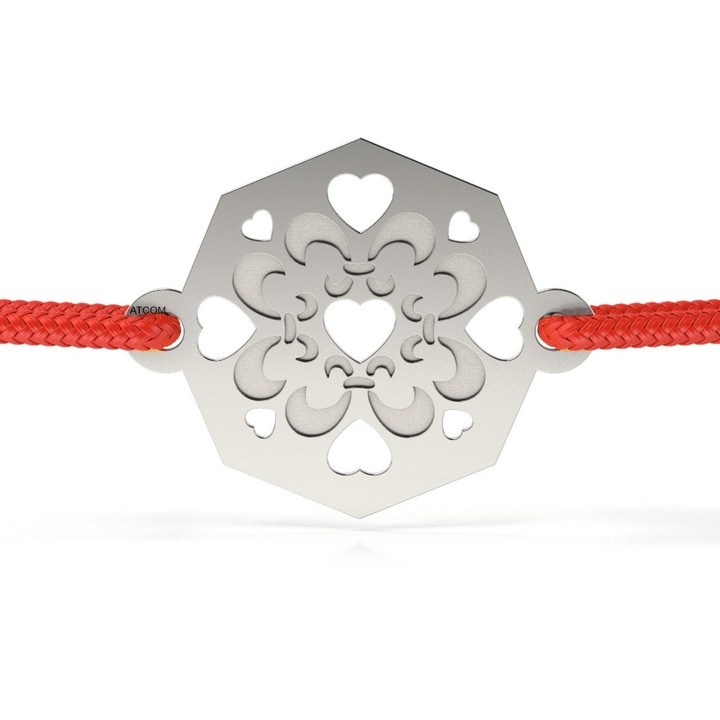 Ezüst karkötő zsinóros modellel Hora Olteniából, 12 mm, Atcom