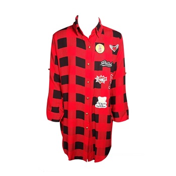 Camasa lunga fete, rosu/ negru Camasa lunga fete, rosu/ negru