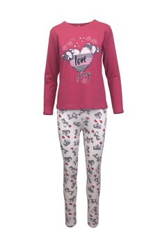 Pijama dama, Univers Fashion, bluza fucsia cu imprimeu  Pijama dama, Univers Fashion, bluza fucsia cu imprimeu