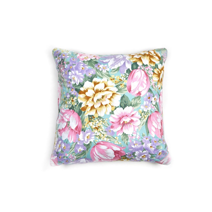 Perna puf si pana de gasca cu imprimeu, 1200 g, Multicolor, 60 x 60 cm