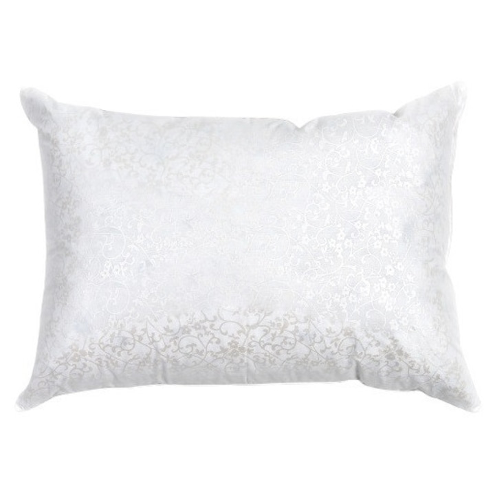 Perna puf si pana de gasca cu imprimeu, 1200 g, alb, 50 x 70 cm