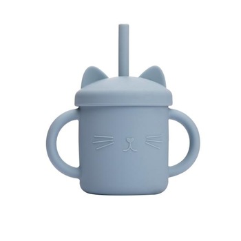 Cana din silicon cu pai, Blue, 200 ml Cana din silicon cu pai, Blue, 200 ml