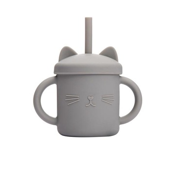 Cana din silicon cu pai, Gri, 200 ml Cana din silicon cu pai, Gri, 200 ml