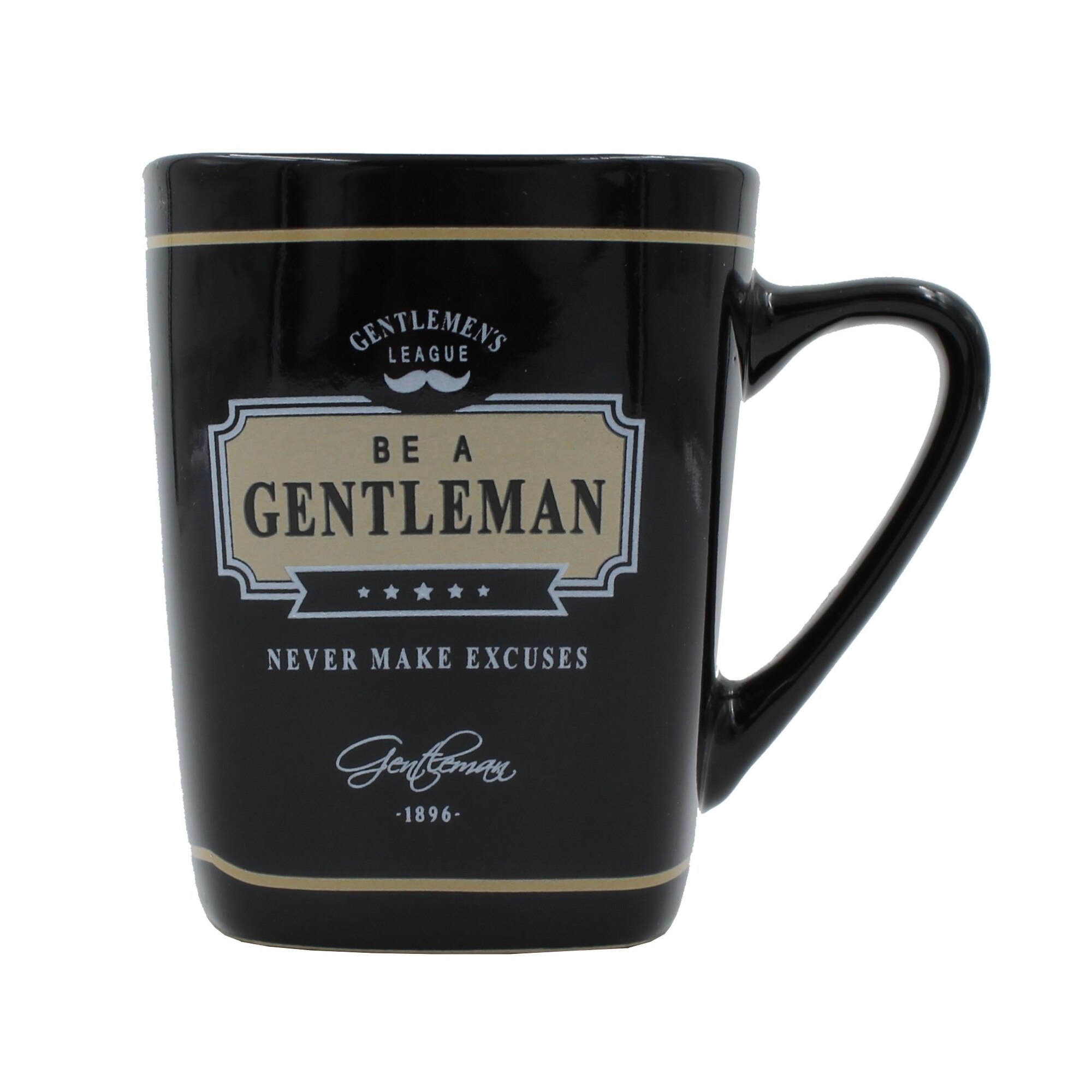 Cana cafea Never make excuses, negru, 7 cm