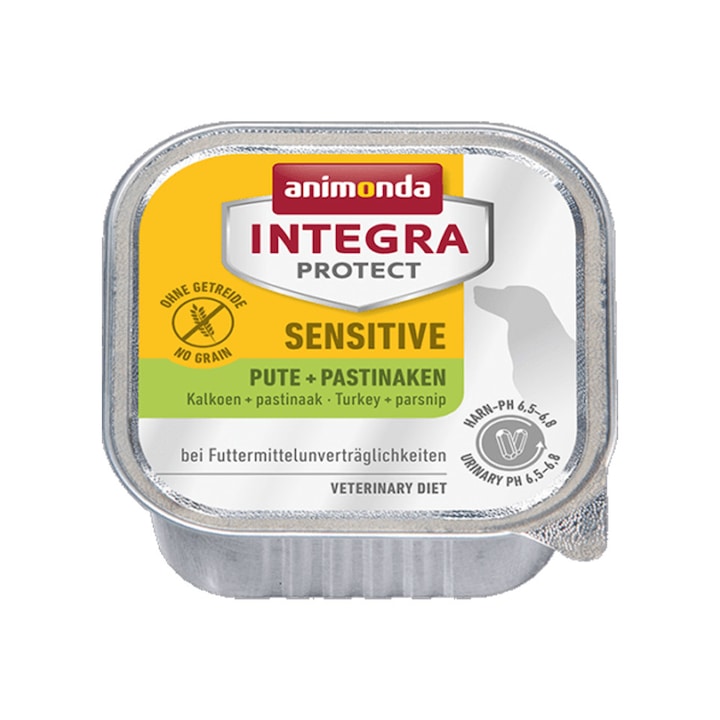 Hrana umeda pentru caini Integra Protect Sensitive Curcan si Pastarnac ,150 gr