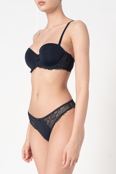 ESPRIT Bodywear, Sutien cu burete si garnituri de dantela, Bleumarin, 75A ESPRIT Bodywear, Sutien cu burete si garnituri de dantela, Bleumarin, 75A