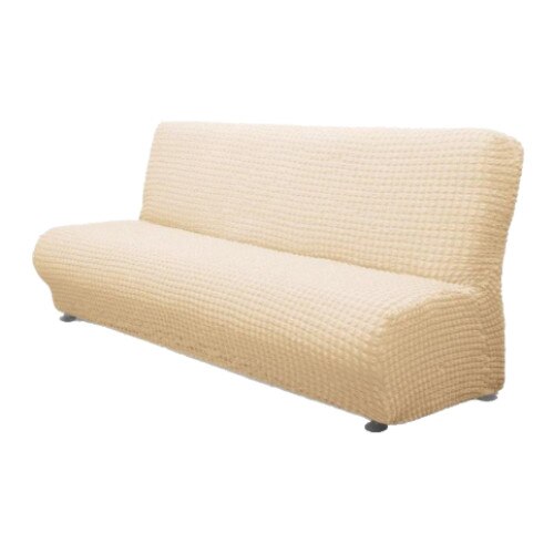 Husa elastica din material creponat, pentru canapea 3 locuri fara brate, 185/235x45/55x45/50 cm, Bej