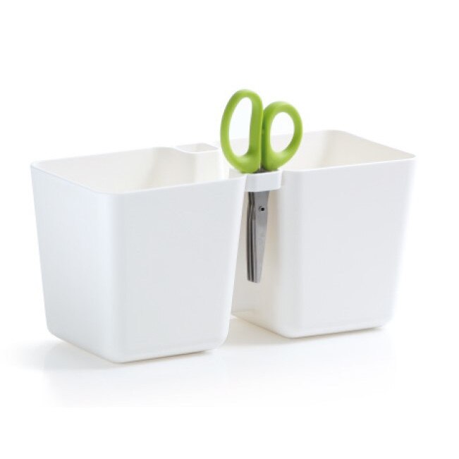 Ghiveci plastic pentru plante aromatice - alb -inaltime 12 cm - Twins cube Prosperplast