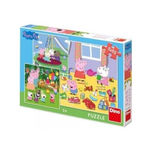 Puzzle 3 in 1 - Purcelusa Peppa in vacanta (55 piese)