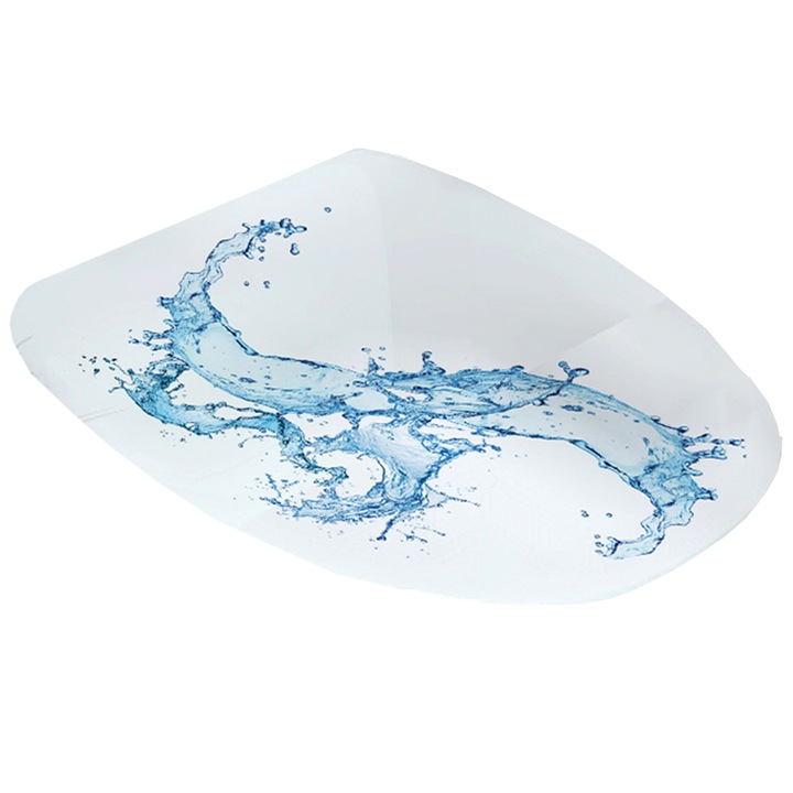 Декоративен стикер 3D изображение "Водни пръски", стикер за капак на тоалетна чиния, размер 32x39 см