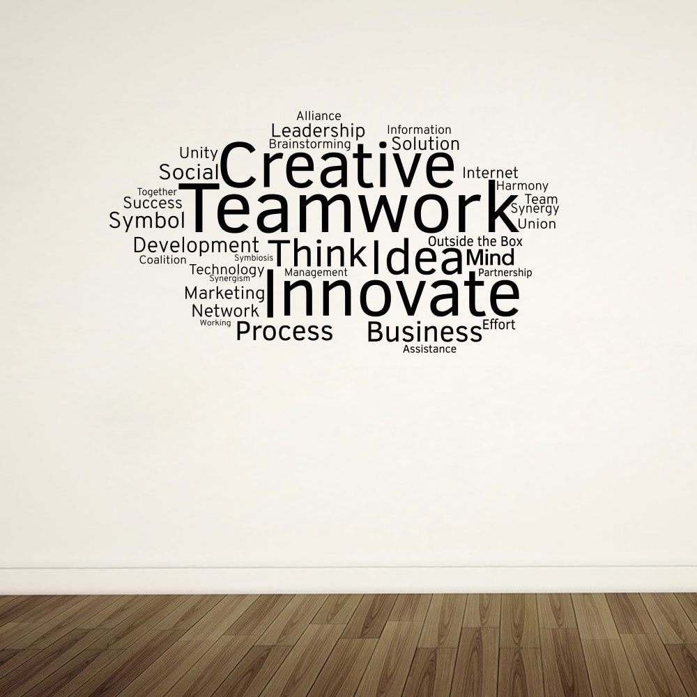 Sticker Decorativ Creative Teamwork din vinil, cuvinte motivationale ...