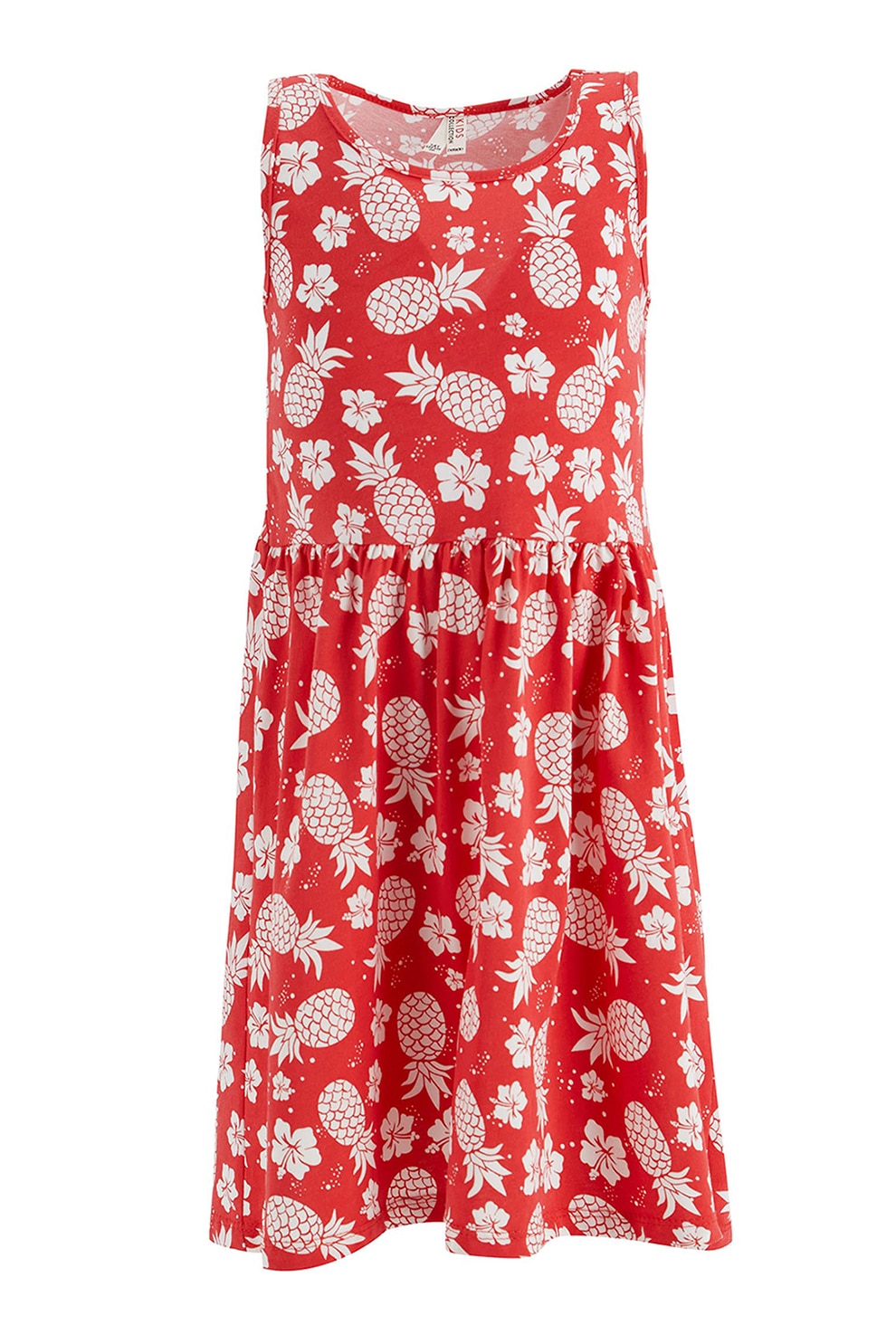 DeFacto, Rochie evazata cu imprimeu, Corai/Alb