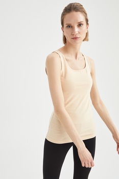 DeFacto, Top din amestec de bumbac, Bej, XS DeFacto, Top din amestec de bumbac, Bej, XS