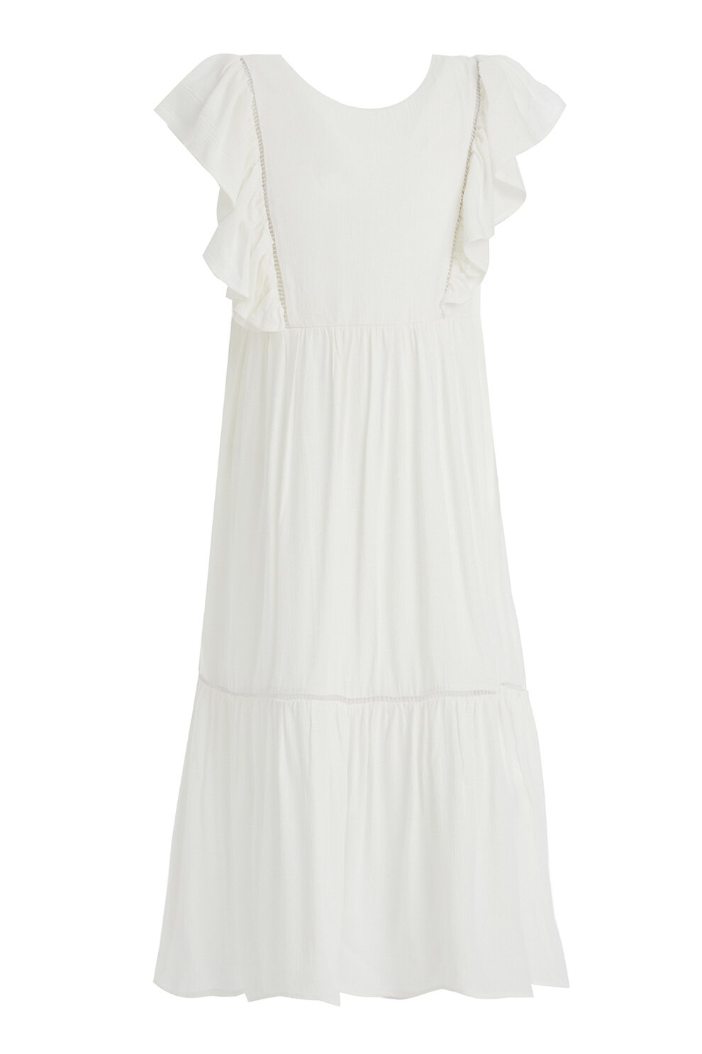 DeFacto, Rochie de viscoza cu terminatie evazata, Alb, 122-128 CM