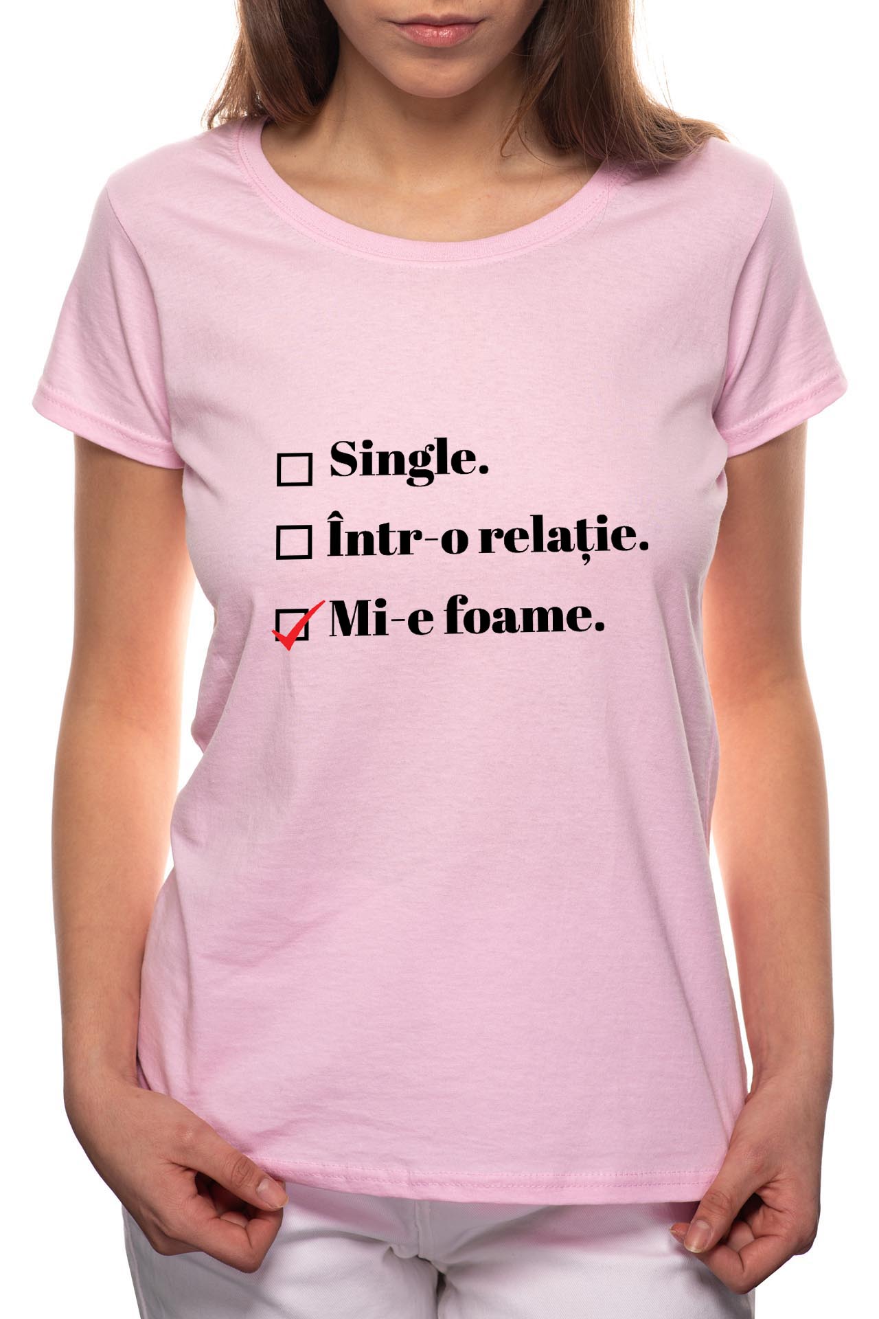 Tricou dama, I'm Single, 100% Bumbac, P1, Roz