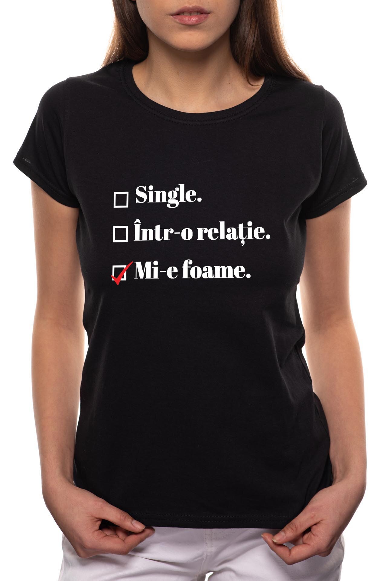 Tricou dama, I'm Single, 100% Bumbac, B1, Negru