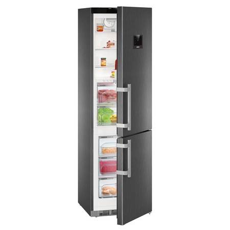 Combina frigorifica Liebherr Premium CBNPbs 4858, 344 l, Clasa A+++, No Frost, BluPerformance, Display touch, DuoCooling, Black Steel