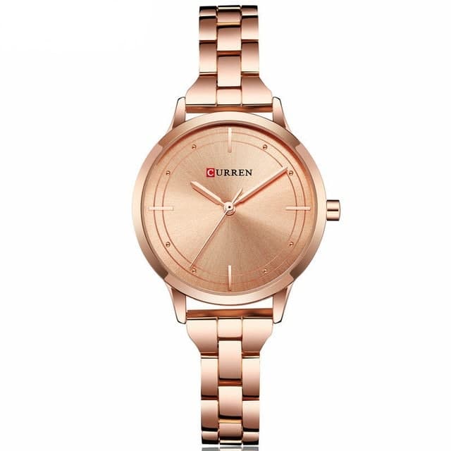 Ceas dama Curren, Afisaj Analog, Mecanism Quartz, Elegant, Otel inoxidabil, Auriu Rose