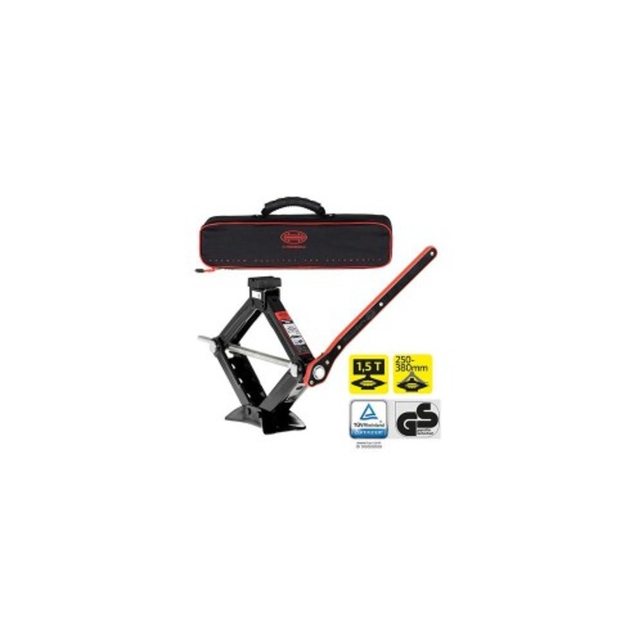 Cric Mecanic Heyner 15T Black Edition, domeniu ridicare 104x380mm, tampon cauciuc, greutate 2, 5kg