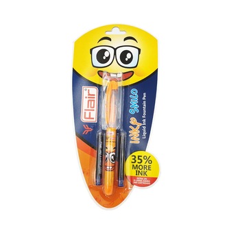 Stilou cu 2 Rezerve in Blister galben, INKY SMILO, FLAIR, 1377 Stilou cu 2 Rezerve in Blister galben, INKY SMILO, FLAIR, 1377