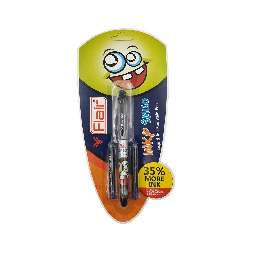 Stilou cu 2 Rezerve in Blister negru, INKY SMILO, FLAIR, 1377