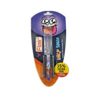 Stilou cu 2 Rezerve in Blister mov, INKY SMILO, FLAIR, 1377 Stilou cu 2 Rezerve in Blister mov, INKY SMILO, FLAIR, 1377