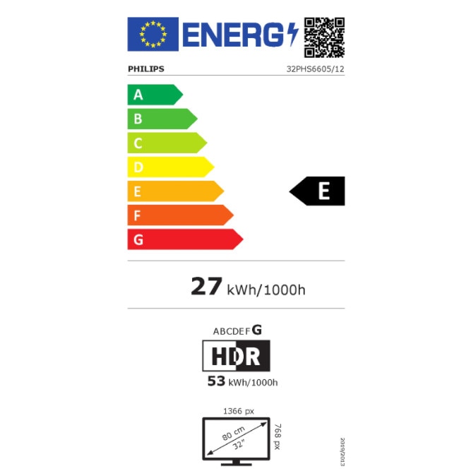 Smart TV LED HD Pixel Plus HD, Diagonala 80 cm (32") Rezolutie 1366 x 768p, Raport Lungime/Latime 16:9, HDR acceptat, HDR10/HLG, Sistem Saphi, Youtube/Netflix, Negru