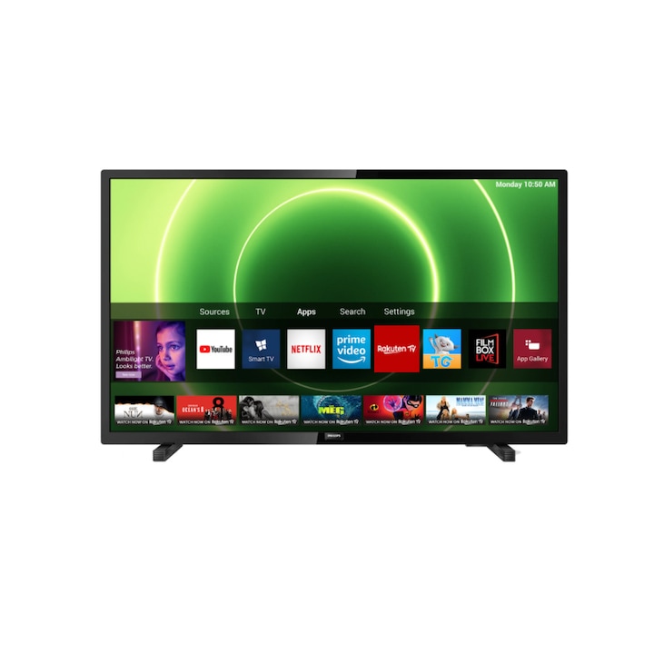 Телевизор Smart TV, LED HD, Pixel Plus HD, Съотношение на страните 16:9, Поддържа HDR, HDR10/HLG, Saphi система, Youtube/Netflix, Черен, Диагонал 80 cм (32"), Резолюция 1366 x 768p