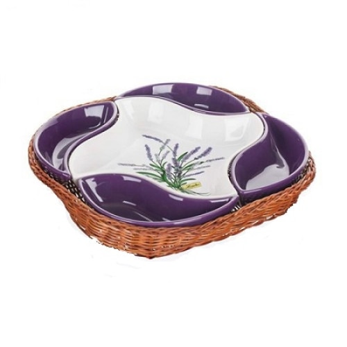 Set 5 boluri servire in cos impletit Banquet Lavanda 28 cm