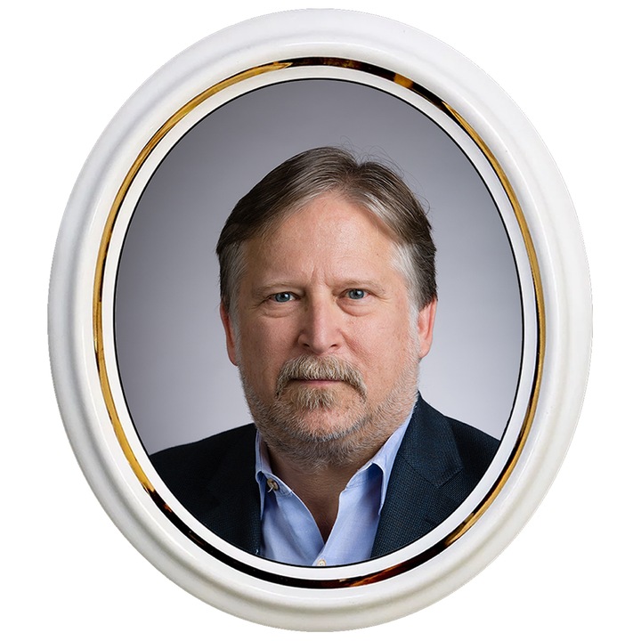 Fotoceramica, Bohemia, cu dunga aurie, oval, 14x16 cm