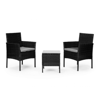 Set pentru gradina,mobilier format din masa cu 2 fotolii, blat de sticla, perne incluse Set pentru gradina,mobilier format din masa cu 2 fotolii, blat de sticla, perne incluse