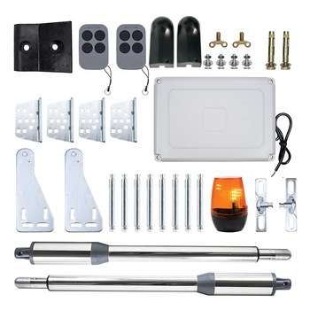 Kit automatizare porti batante PNI MAB300, cu 2 motoare 40W, telecomenzi si panou de control, fotocelule si lampa, lungime poarta 2 x 2.5m max, greutate poarta 200Kg Kit automatizare porti batante PNI MAB300, cu 2 motoare 40W, telecomenzi si panou de control, fotocelule si lampa, lungime poarta 2 x 2.5m max, greutate poarta 200Kg