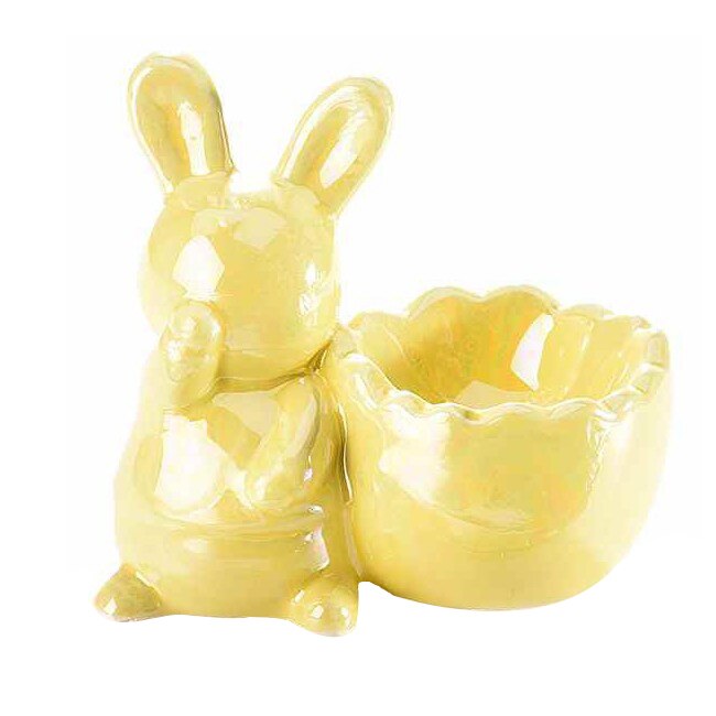 Suport ou ceramica galben sidef 8,5 cm x 5 cm x 8 h