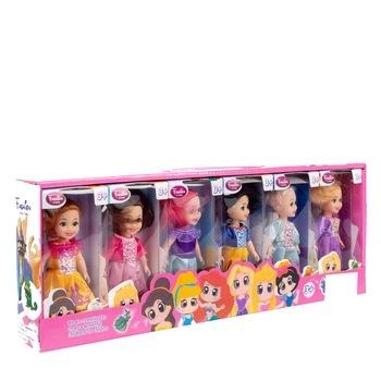 Set 6 Papusi, KinderVibe, cu Hainute Colorate de Printese, Imbracaminte si Incaltaminte Detasabile, Ideale Pentru Casute de Papusi, Inaltime 12 Cm, Multicolor Set 6 Papusi, KinderVibe, cu Hainute Colorate de Printese, Imbracaminte si Incaltaminte Detasabile, Ideale Pentru Casute de Papusi, Inaltime 12 Cm, Multicolor