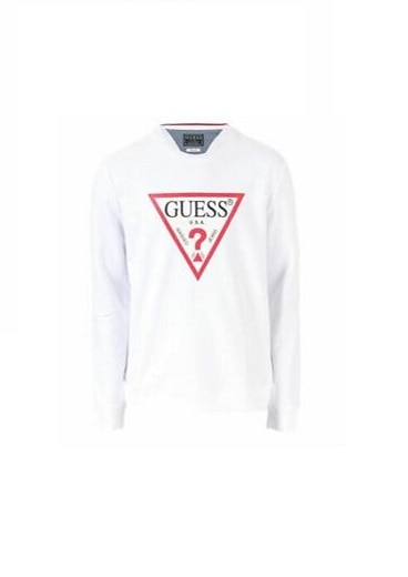 Hanorac, GUESS , Slim fit, Alb