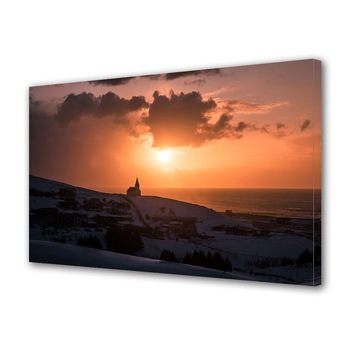 Tablou Canvas Premium ArtDeco, Manastire la apus, Panza pe cadru de lemn, Decoratiuni Moderne pentru Casa, 70 x 100 cm Tablou Canvas Premium ArtDeco, Manastire la apus, Panza pe cadru de lemn, Decoratiuni Moderne pentru Casa, 70 x 100 cm