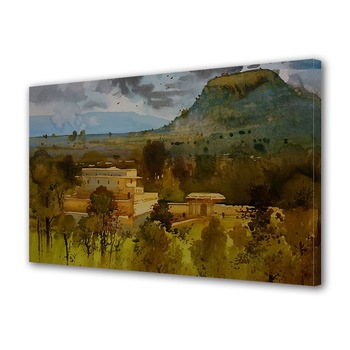 Tablou Canvas Premium ArtDeco, Vulcan pictat sub cerul innorat, Panza pe cadru de lemn, Decoratiuni Moderne pentru Casa, 20 x 30 cm Tablou Canvas Premium ArtDeco, Vulcan pictat sub cerul innorat, Panza pe cadru de lemn, Decoratiuni Moderne pentru Casa, 20 x 30 cm