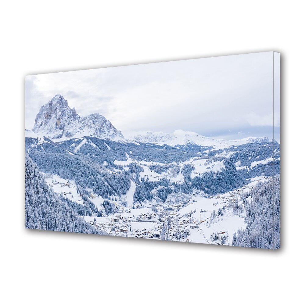 Tablou Canvas Premium ArtDeco, Iarna peste munti, Panza pe cadru de lemn, Decoratiuni Moderne pentru Casa, 30 x 45 cm