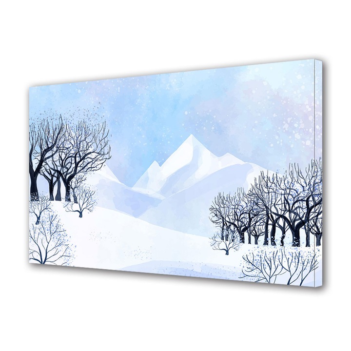 Tablou Canvas Led cu Intrerupator, Luminos in Intuneric, Premium, Art Star, Pictura de iarna, Panza pe cadru de lemn, Decoratiuni Moderne pentru Casa, 30 x 45 cm