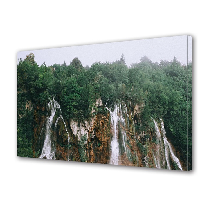 Tablou Canvas Premium ArtDeco, Ape curgatoare in padurile montane, Panza pe cadru de lemn, Decoratiuni Moderne pentru Casa, 70 x 100 cm