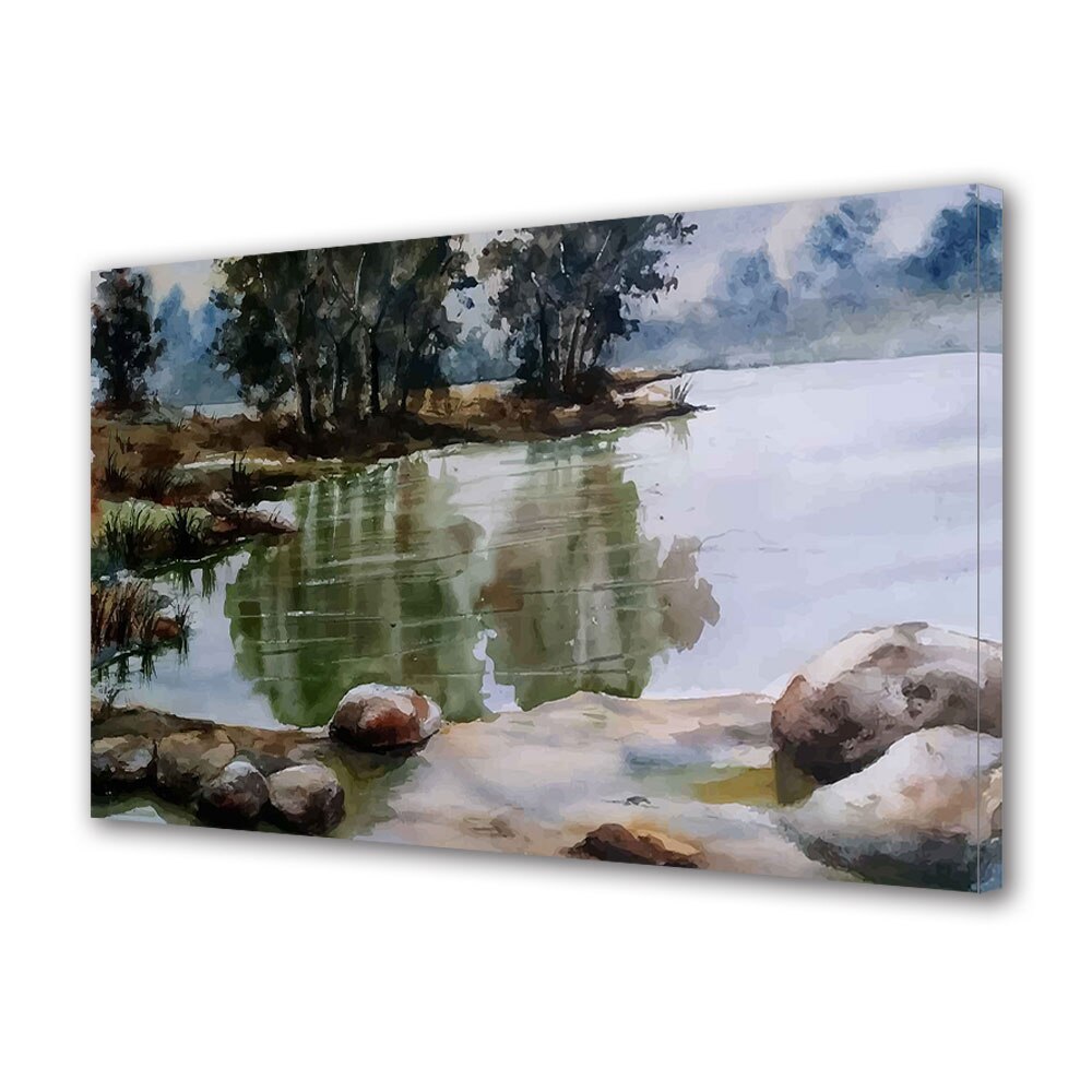 Tablou Canvas Premium ArtDeco, Copaci oglinditi, Panza pe cadru de lemn, Decoratiuni Moderne pentru Casa, 80 x 120 cm