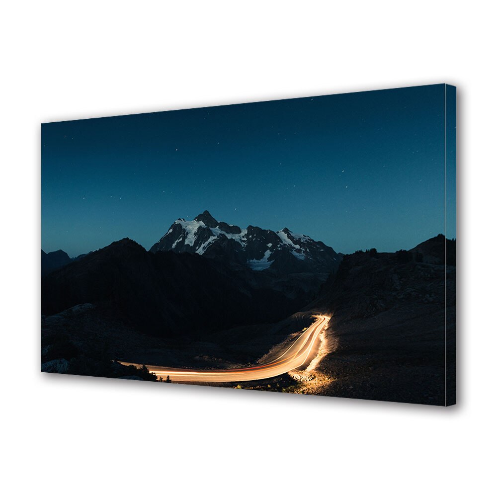Tablou Canvas Premium ArtDeco, Drum iluminat la poalele muntelui, Panza pe cadru de lemn, Decoratiuni Moderne pentru Casa, 80 x 120 cm
