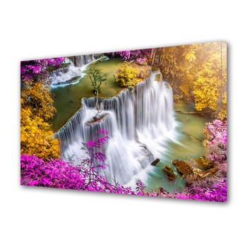 Tablou Canvas Premium ArtDeco, Cascada si copaci in culori de poveste, Panza pe cadru de lemn, Decoratiuni Moderne pentru Casa, 40 x 60 cm Tablou Canvas Premium ArtDeco, Cascada si copaci in culori de poveste, Panza pe cadru de lemn, Decoratiuni Moderne pentru Casa, 40 x 60 cm