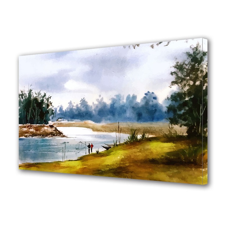 Tablou Canvas Premium ArtDeco, Lac pictat in natura, Panza pe cadru de lemn, Decoratiuni Moderne pentru Casa, 30 x 45 cm