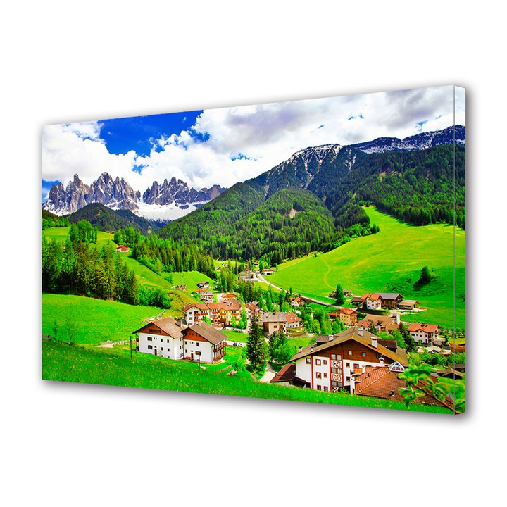 Tablou Canvas Premium ArtDeco, Statiune montana, Panza pe cadru de lemn, Decoratiuni Moderne pentru Casa, 70 x 100 cm