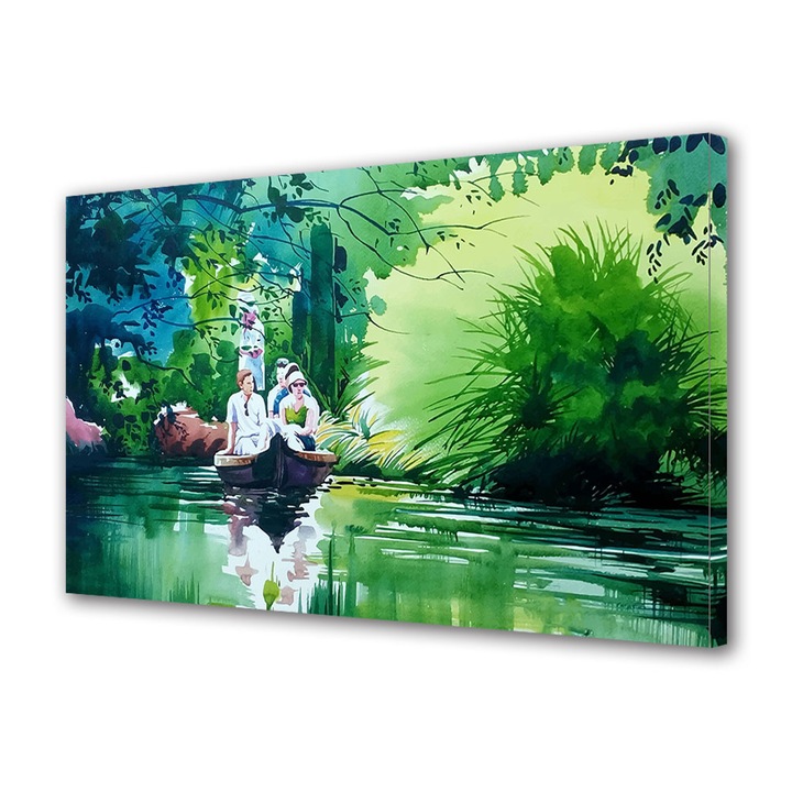Tablou Canvas Premium ArtDeco, Excursie in jungla tropicala, Panza pe cadru de lemn, Decoratiuni Moderne pentru Casa, 50 x 70 cm