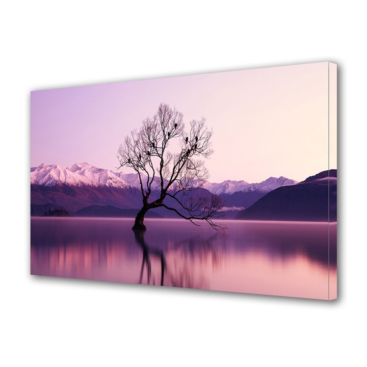 Tablou Canvas Premium ArtDeco, Priveliste roz, Panza pe cadru de lemn, Decoratiuni Moderne pentru Casa, 20 x 30 cm